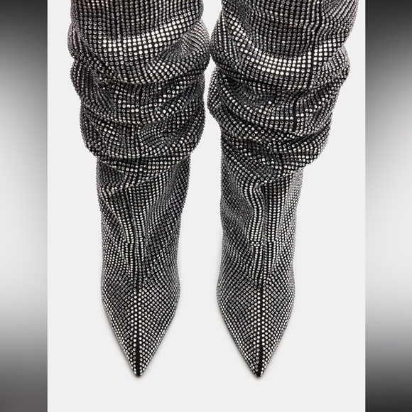 Steve Madden Silver Rhinestone Heeled Boots - Picture 6 of 9